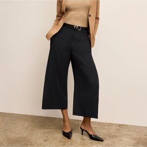 M.M. Lafleur The Pippa Pant Light Twill Wide Leg Crop Stretchy In Black Size 8